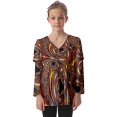 Geometric Art Fractal Abstract Art Kids  V Neck Casual Top by Ndabl3x