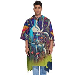 Mushrooms Fungi Psychedelic Men s Hooded Rain Ponchos by Ndabl3x