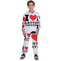 I Love Latte Coffee Kids  Sweatshirt Set by ilovewhateva