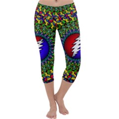Grateful Dead Pattern Capri Yoga Leggings by Wav3s