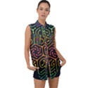 Circuit Hexagonal Geometric Pattern Background Pattern Sleeveless Chiffon Button Shirt View1