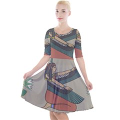 Egyptian Woman Wing Quarter Sleeve A-line Dress by Wav3s