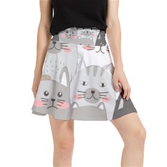 Cute Cats Seamless Pattern Waistband Skirt by Wav3s