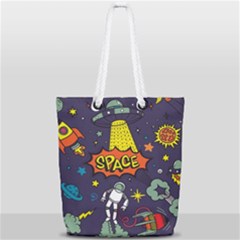Vector Flat Space Design Background With Text Full Print Rope Handle Tote (small) by Wav3s