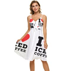 I Love Iced Coffee Sleeveless Tie Front Chiffon Dress by ilovewhateva