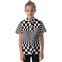 Optical Illusion Chessboard Tunnel Kids  Short Sleeve Shirt by Ndabl3x