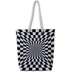 Optical Illusion Chessboard Tunnel Full Print Rope Handle Tote (small) by Ndabl3x