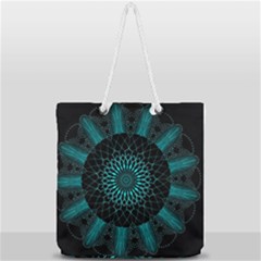 Ornament District Turquoise Full Print Rope Handle Tote (large) by Ndabl3x