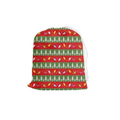 Christmas Papers Red And Green Drawstring Pouch (medium) by Ndabl3x