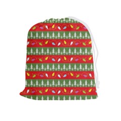 Christmas Papers Red And Green Drawstring Pouch (xl) by Ndabl3x