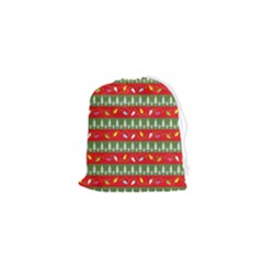 Christmas Papers Red And Green Drawstring Pouch (xs) by Ndabl3x