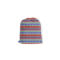 Christmas Color Stripes Pattern Drawstring Pouch (xs) by Ndabl3x