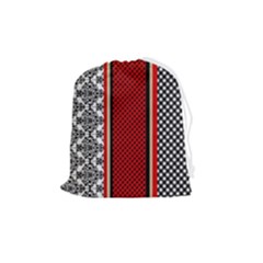 Background Damask Red Black Drawstring Pouch (medium) by Ndabl3x