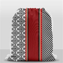 Background Damask Red Black Drawstring Bag (small) by Ndabl3x