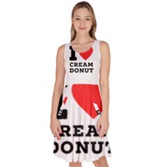 I Love Cream Donut  Knee Length Skater Dress With Pockets by ilovewhateva