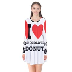 I Love Chocolate Donut Long Sleeve V-neck Flare Dress by ilovewhateva