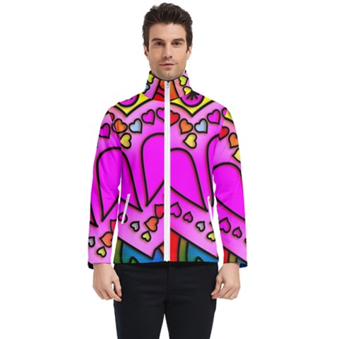 Stained Glass Love Heart Men s Bomber Jacket by Vaneshart