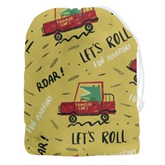 Childish-seamless-pattern-with-dino-driver Drawstring Pouch (3xl) by Vaneshart