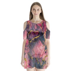 Pink Texture Resin Shoulder Cutout Velvet One Piece by Vaneshop