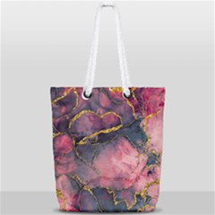 Pink Texture Resin Full Print Rope Handle Tote (small) by Vaneshop