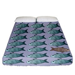 Fishes Pattern Background Theme Art Fitted Sheet (california King Size) by Vaneshop