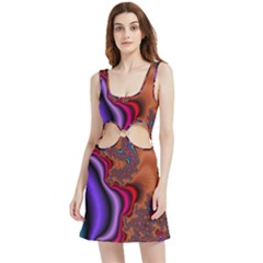 Colorful Piece Abstract Velour Cutout Dress by Vaneshop