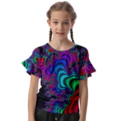 Abstract Piece Color Kids  Cut Out Flutter Sleeves by Vaneshop