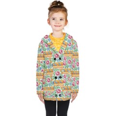 Flower Fabric Design Kids  Double Breasted Button Coat by Vaneshop