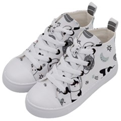 Panda Floating In Space And Star Kids  Mid-top Canvas Sneakers by Wav3s