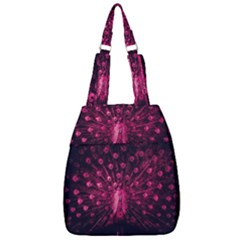 Peacock Pink Black Feather Abstract Center Zip Backpack by Wav3s