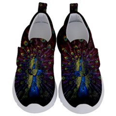 Peacock Feathers Kids  Velcro No Lace Shoes by Wav3s