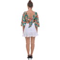 Multicolored Honeycomb Colorful Abstract Geometry Tie Back Butterfly Sleeve Chiffon Top View2