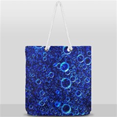 Blue Bubbles Abstract Full Print Rope Handle Tote (large) by Vaneshop