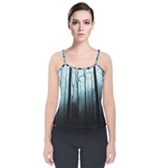 Tree Night Dark Forest Velvet Spaghetti Strap Top by Vaneshop