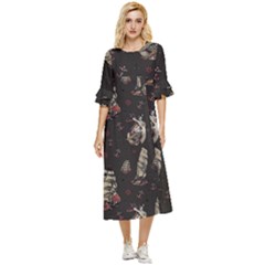 Vintage Tattoos Nautical Double Cuff Midi Dress by Vaneshop