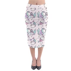 Cartoon Cat Cute Animal Design Drawing Illustration Kawaii Midi Pencil Skirt by Grandong
