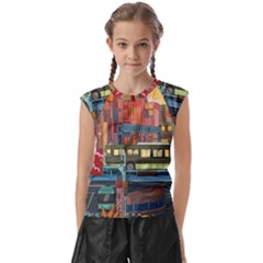 The City Style Bus Fantasy Architecture Art Kids  Raglan Cap Sleeve Tee by Grandong