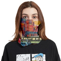 The City Style Bus Fantasy Architecture Art Face Covering Bandana (two Sides) by Grandong