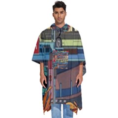 The City Style Bus Fantasy Architecture Art Men s Hooded Rain Ponchos by Grandong