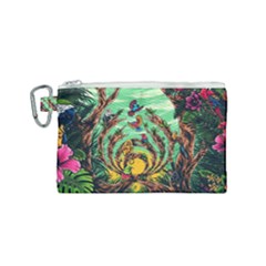 Monkey Tiger Bird Parrot Forest Jungle Style Canvas Cosmetic Bag (small) by Grandong
