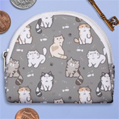 Cute Cat Pattern Cartoon Horseshoe Style Canvas Pouch by Cowasu