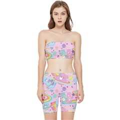 Bears Kawaii Pattern Stretch Shorts And Tube Top Set by Cowasu