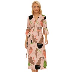 Japanese Street Food Soba Noodle In Bowl Midsummer Wrap Dress by Cowasu