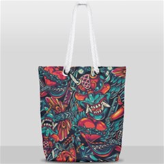 Japanese Graffiti Full Print Rope Handle Tote (small) by Cowasu