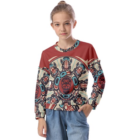 Skull Grateful Dead Phone Gratefuldead Kids  Long Sleeve Tee With Frill  by Cowasu
