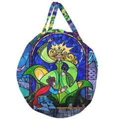 Beauty Stained Glass Rose Giant Round Zipper Tote by Cowasu