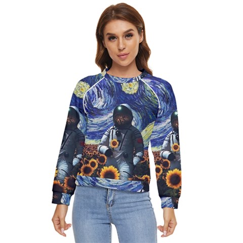 Starry Surreal Psychedelic Astronaut Space Women s Long Sleeve Raglan Tee by Cowasu