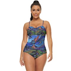 Psychedelic Landscape Retro Full Coverage Swimsuit by Cowasu