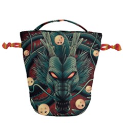 Dragon Art Drawstring Bucket Bag by Cowasu