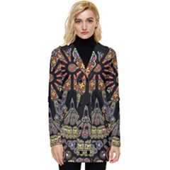 Skull Death Mosaic Artwork Stained Glass Button Up Hooded Coat  by Cowasu